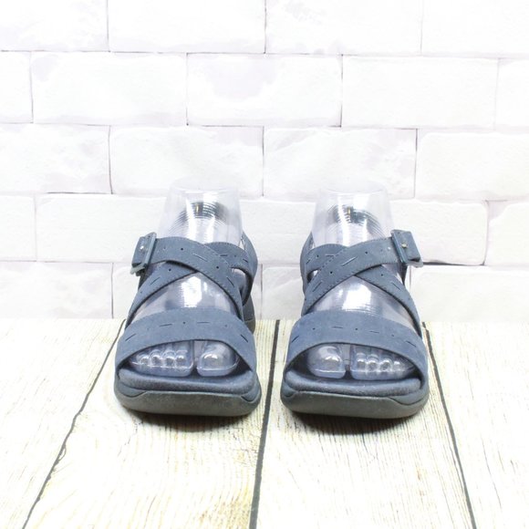 Clarks Springers Sun Lauren Navy Leather Ankle Strap Sandals Size 6.5 M - Picture 5 of 7